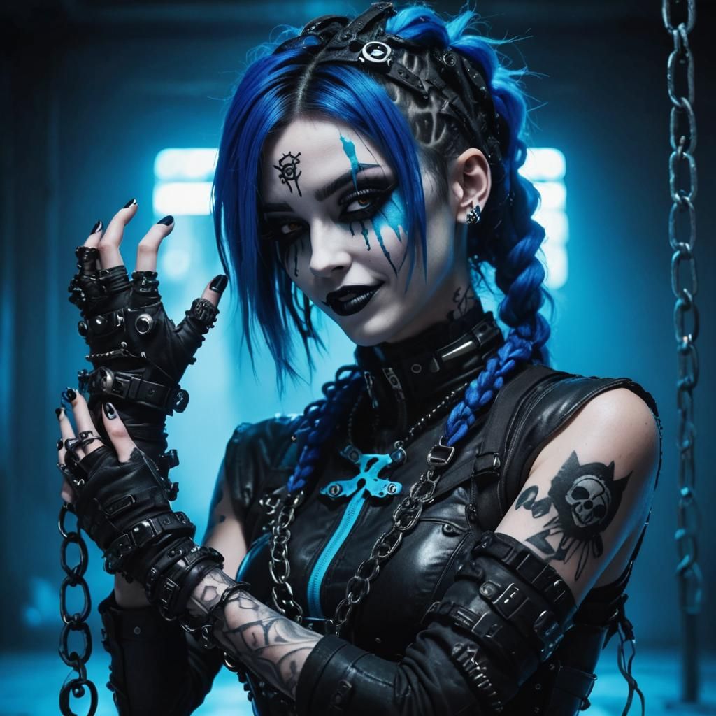 Cybergoth Girl Laughing, Feet Kissing Scene