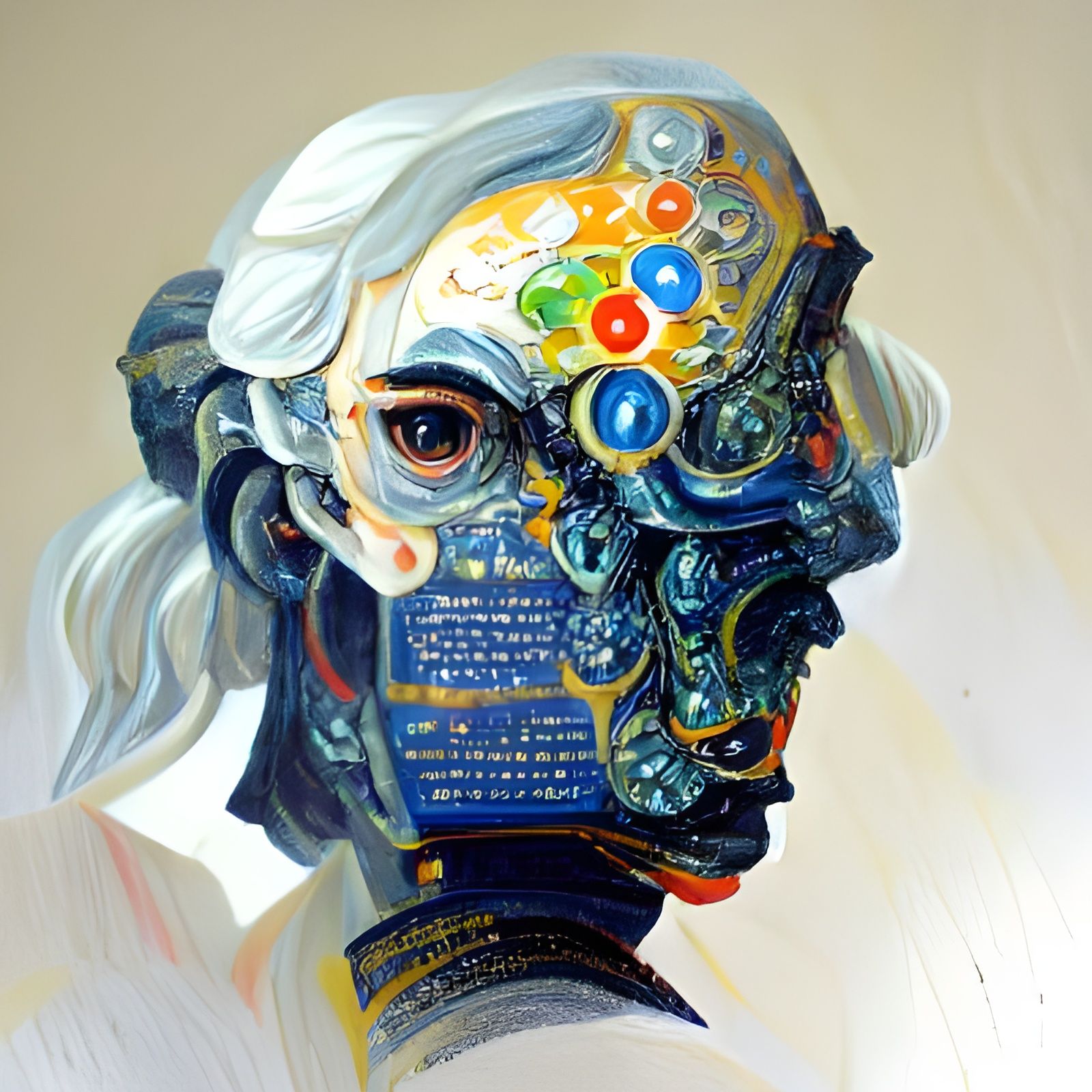 AI Philosophy: Detailed Gouache Painting