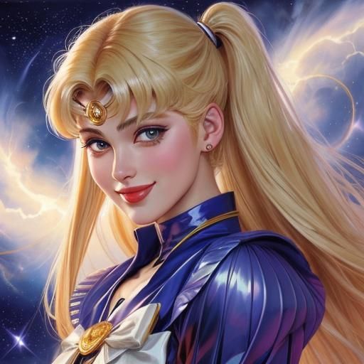 Hyperdetailed Oil Painting of Iridescent Sailor Moon