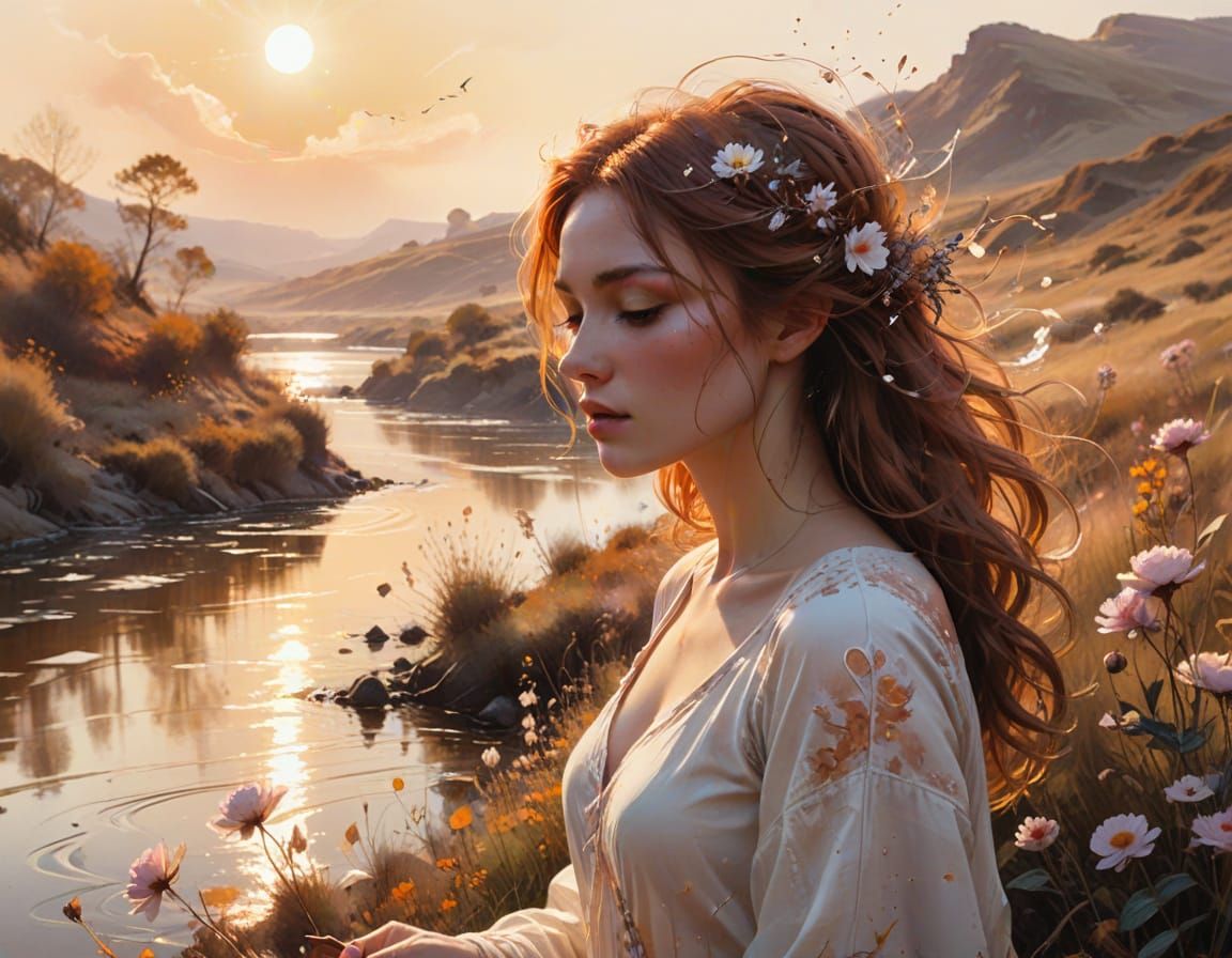 Calligrapher by Amber River: Watercolor and Ink Art