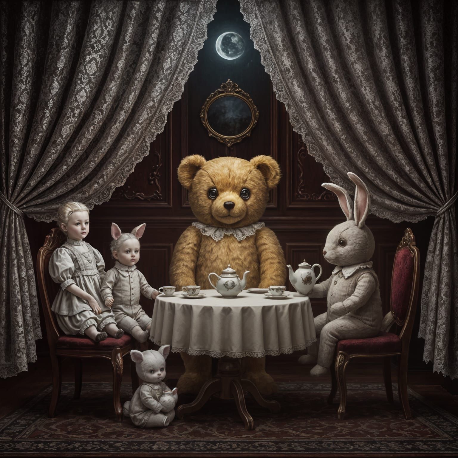 Gothic Victorian Nursery at Midnight Painting