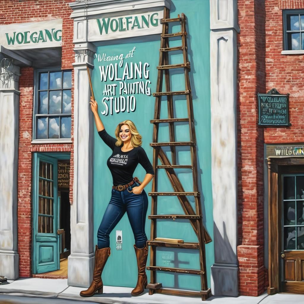 Women Painting a Sign for Wolfgang Art Studio