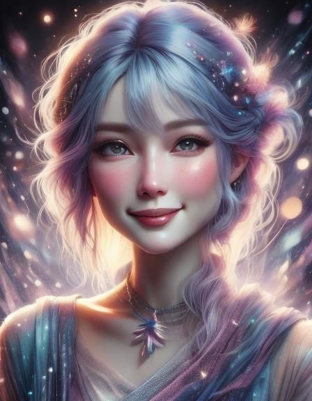 Pastel Watercolor Portrait of a Smiling Person