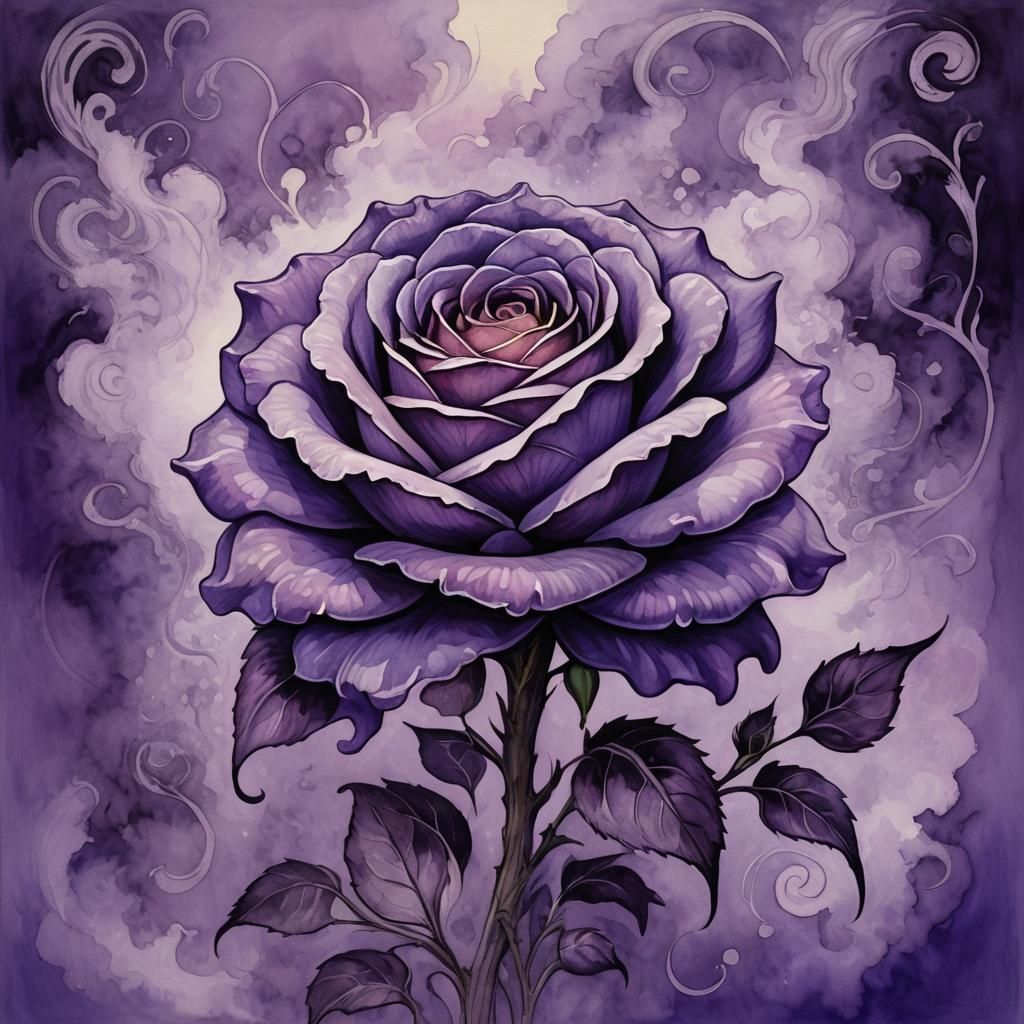 Purple Rose in Art Nouveau Style