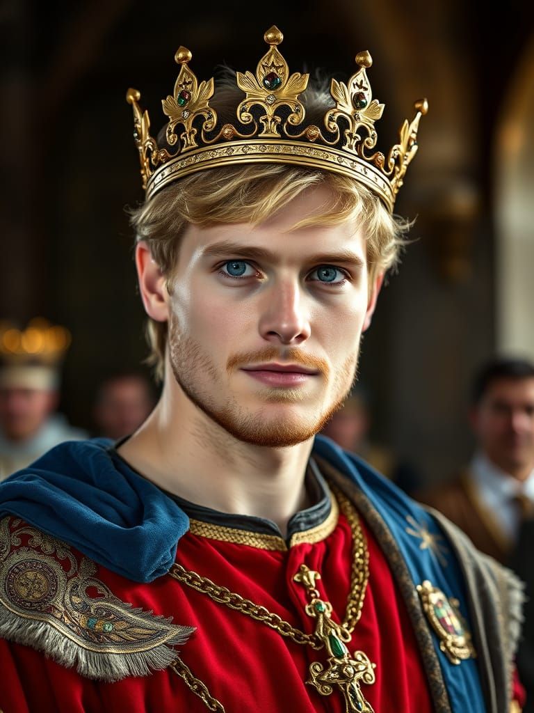 Handsome King at Royal Wedding in Castle