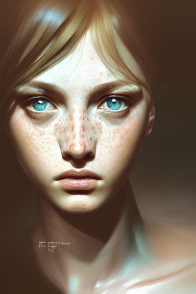 Hyperrealistic Portrait of a Freckled Beauty