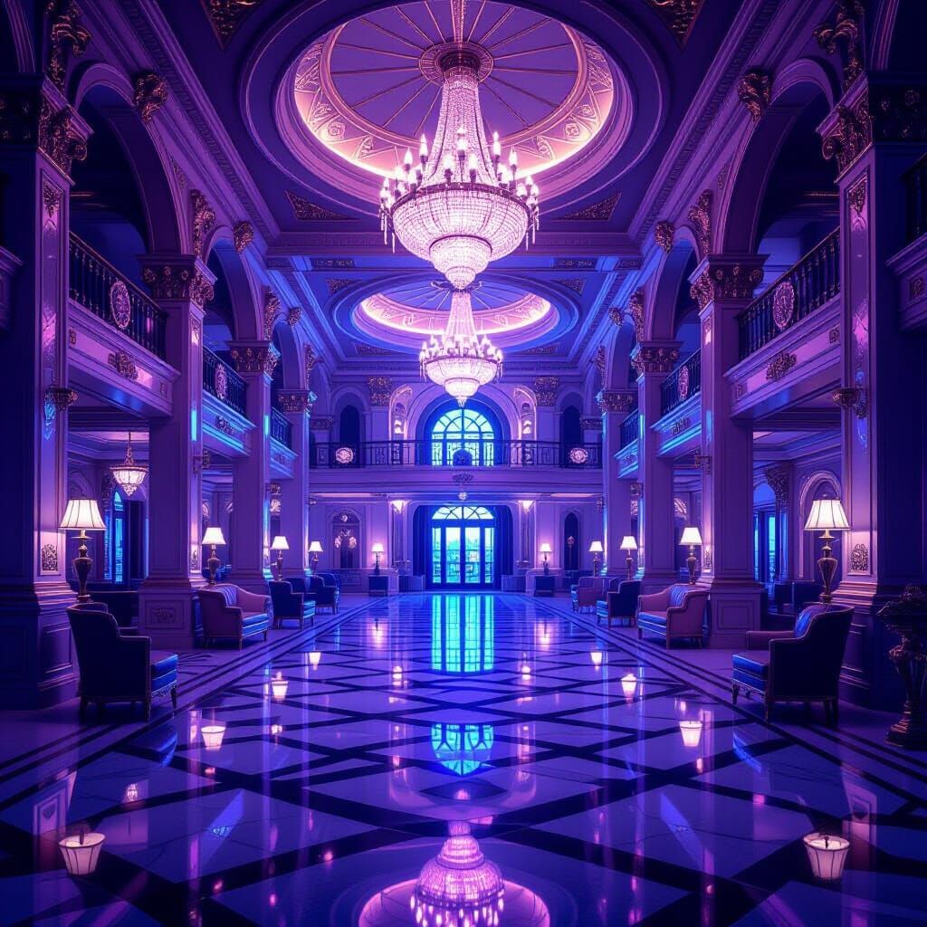 Opulent Empty Hotel Lobby in Ethereal Light