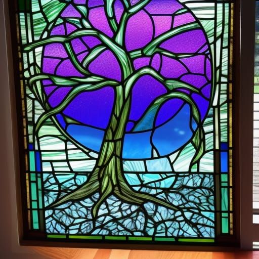 Stained Glass Pine Tree in Comic Book Style