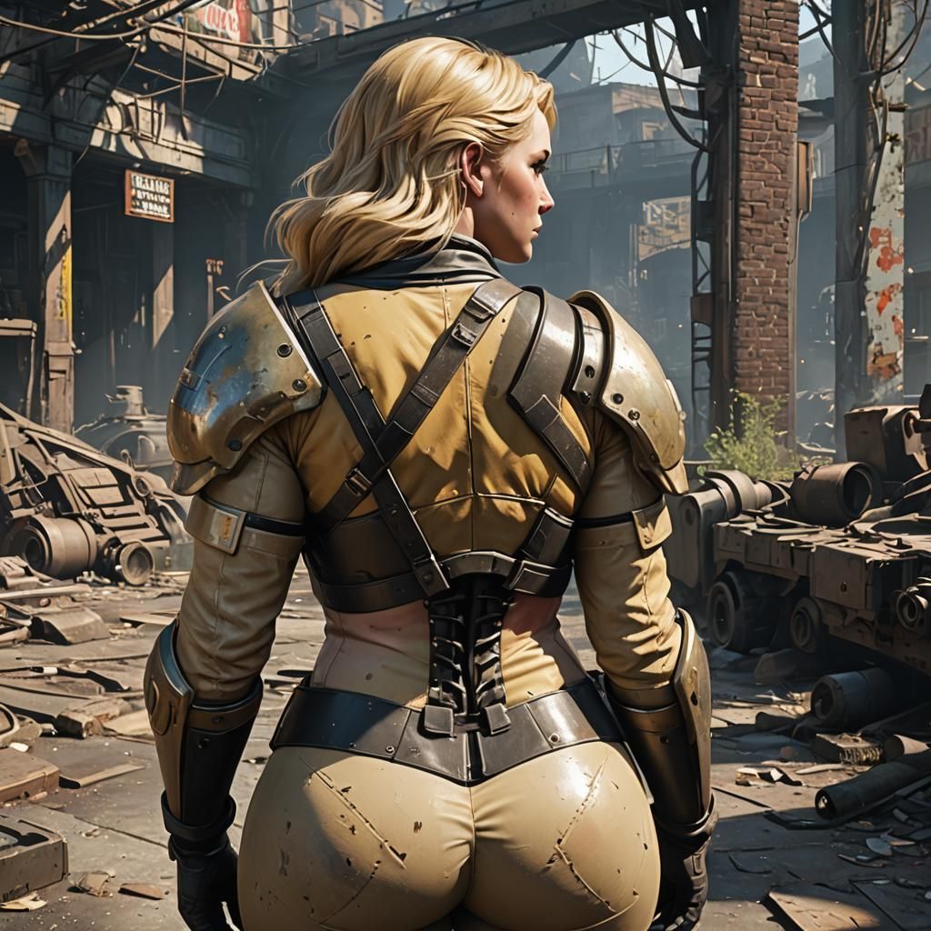 Fantasy Art: Voluptuous Blonde in Dark Fallout World