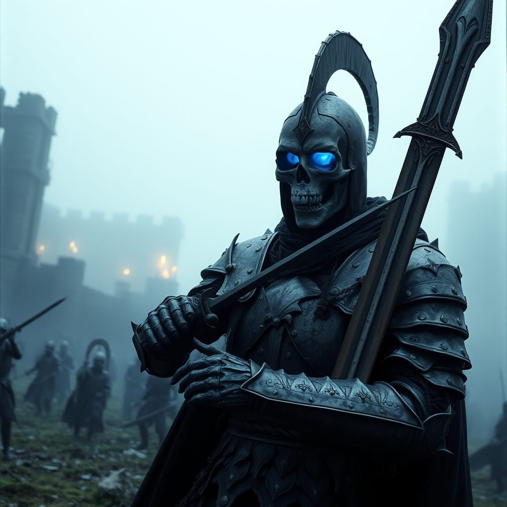 Ethereal Knight in Tattered Armor, Flickering Between Planes