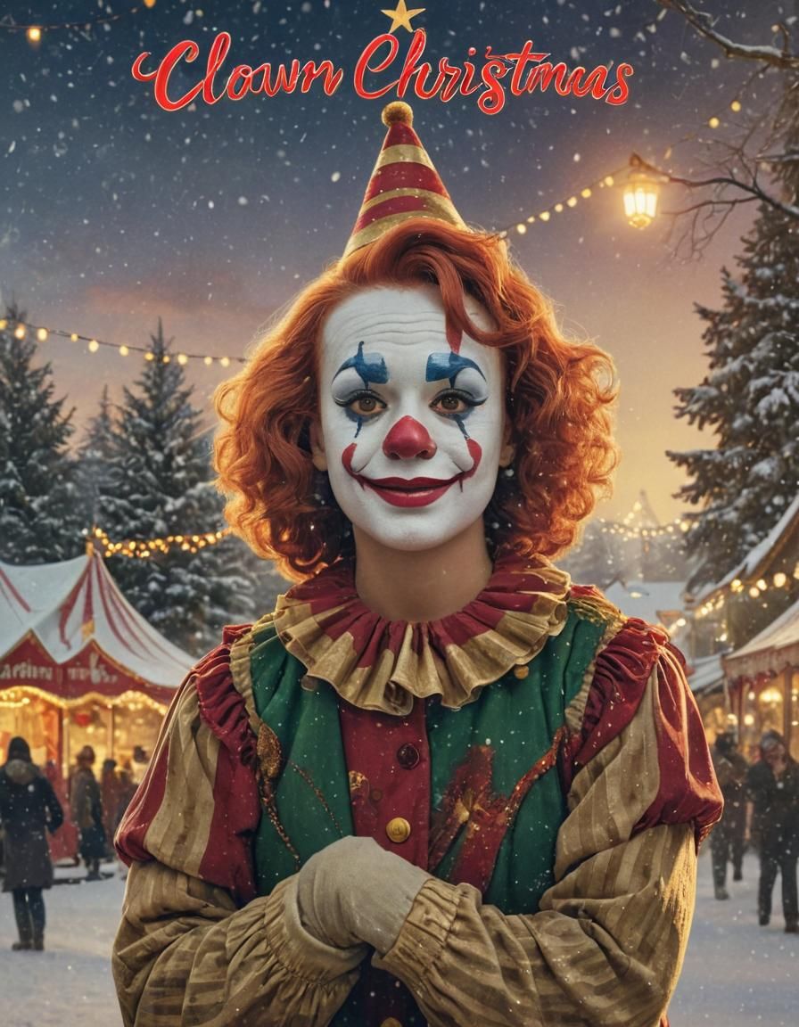 Charming Clown Christmas in Nostalgic Watercolor Style