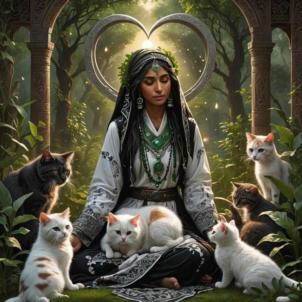 Sufi Shaman Healer with Kittens: Matte Painting