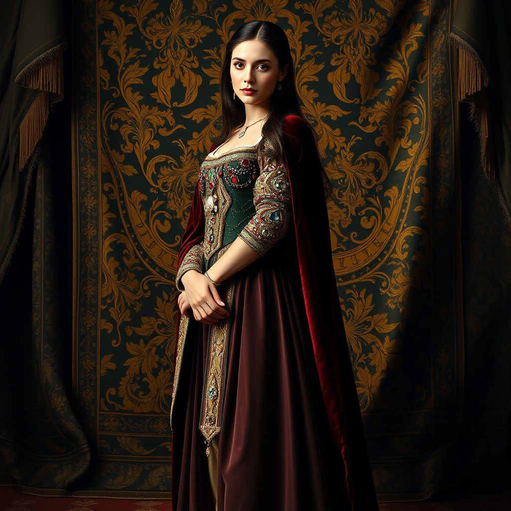 Flemish Noblewoman in Opulent Renaissance Attire