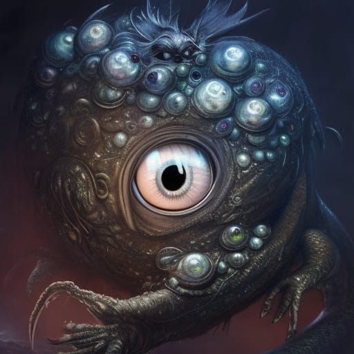 Sparkling Trash Monster Dragon with Intricate Eyes