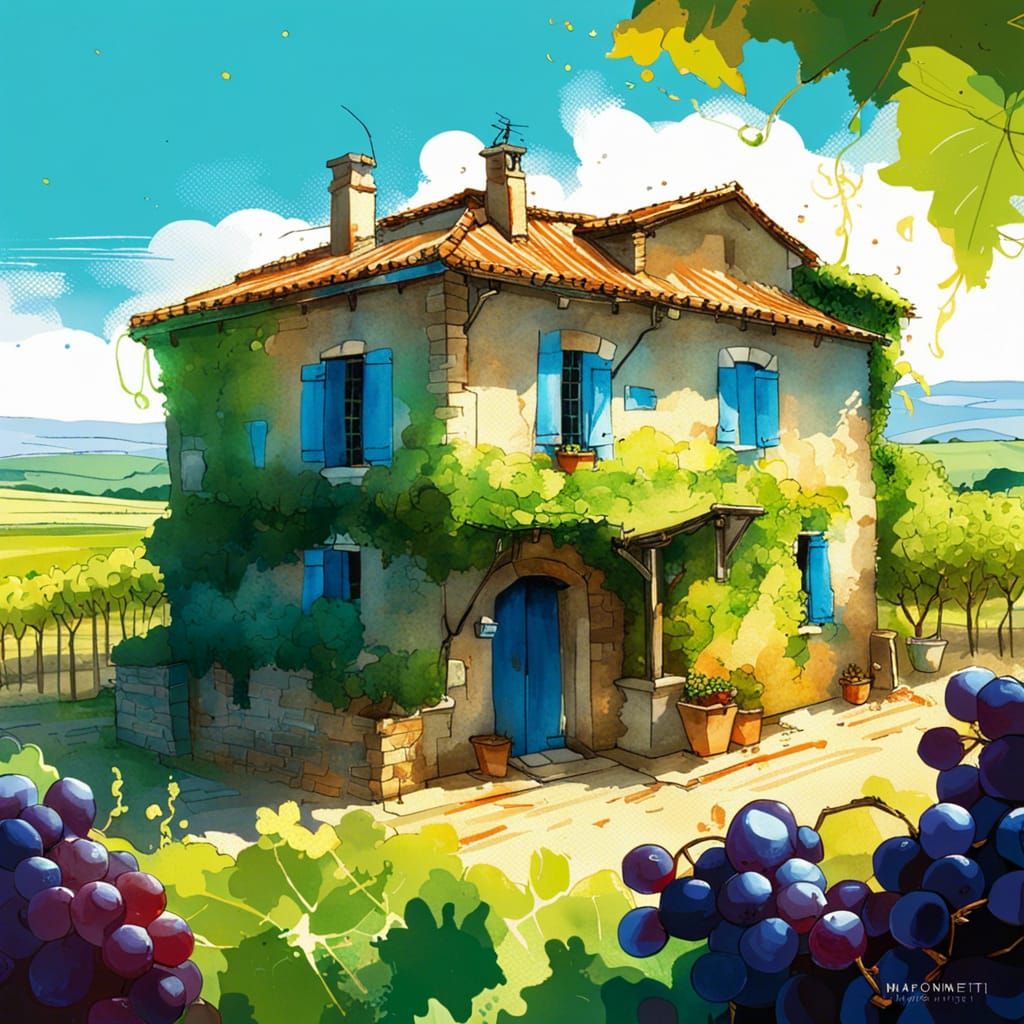 French Farmhouse Among Vineyards: Detailed Studio Photo