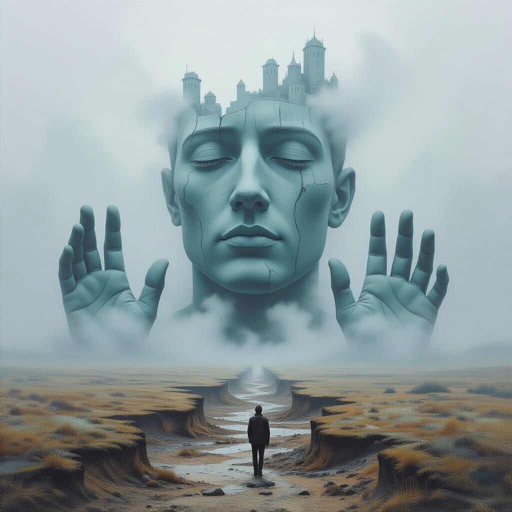 Impressionistic Landscape with Emerging Titans