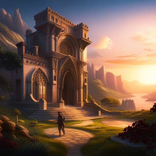 Fantastical Gay Men Embrace: Detailed Matte Painting