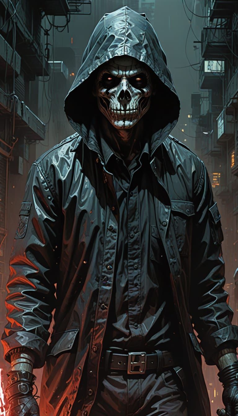 Ominous Robber of Souls in Detailed Horror Action Painting