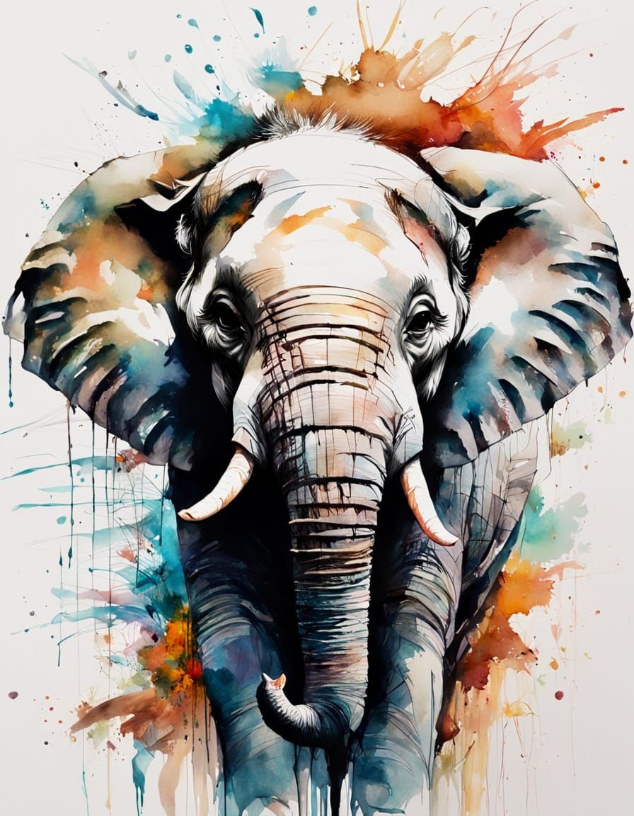 Happy Boy with Cute Elephant on Head