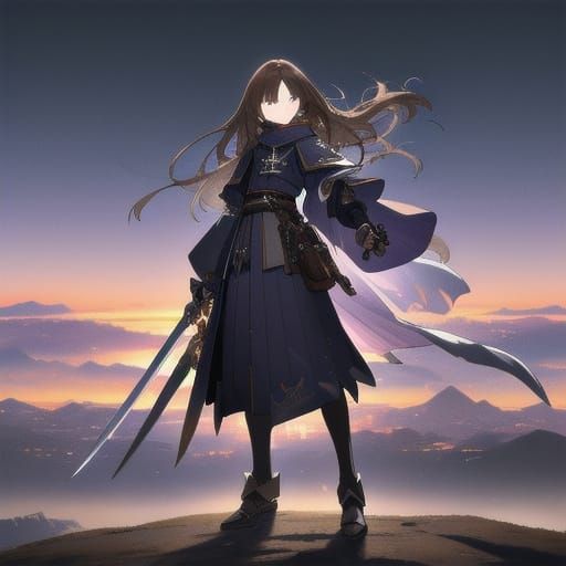 style book cover. Medium shot. medieval teenage girl standin...