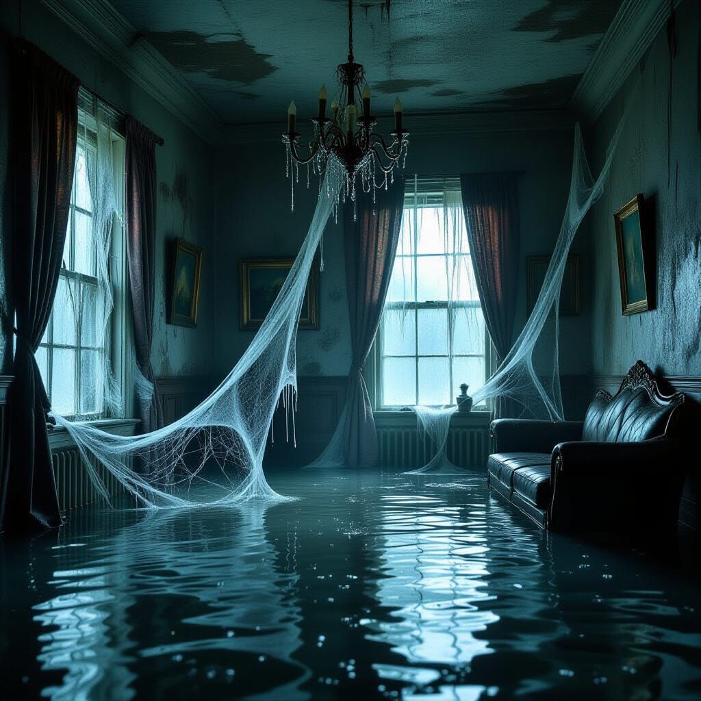 Eerie Abandoned Home with Water Damage and Spider Infestatio...