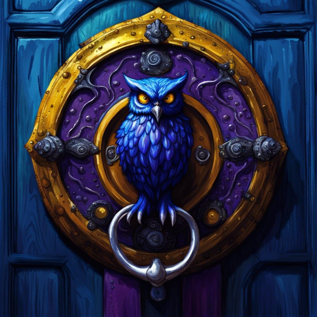 Steampunk Halloween Owl Door Knocker Concept Art
