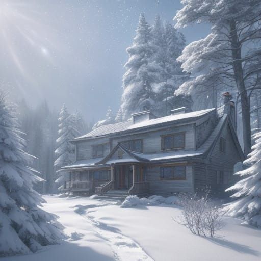 Siberian Husky Plays in Snowy Winter Wonderland in Anime Sty...