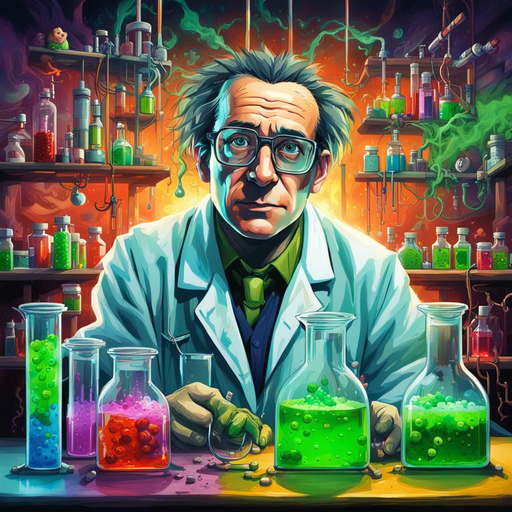 Mad Scientist and Guinea Pig in Graffiti Art Style
