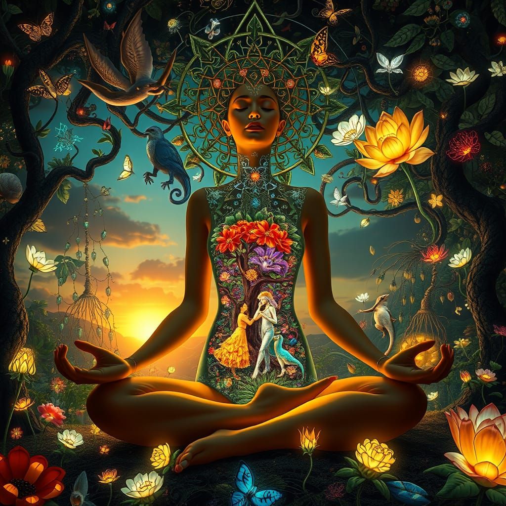 Surrealist Goddess of Whimsical Dreamscapes in Ethereal Suns...