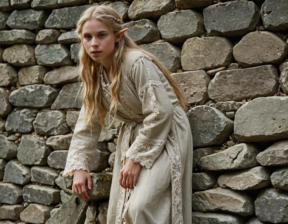 Romantic Elf with Moire Robe in Soft Morning Light