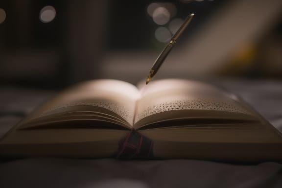 Magical Book Writes Elven Runes: Digital Matte Painting