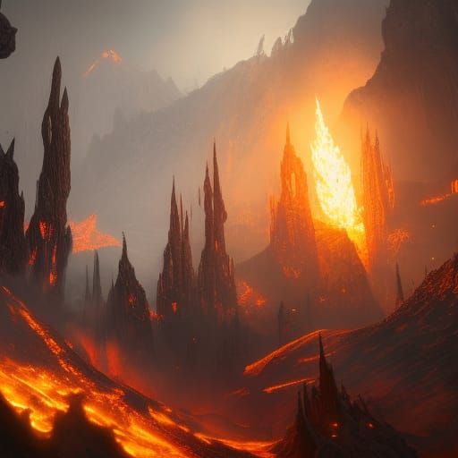 Fiery Objects in a Fantastical Concept Art