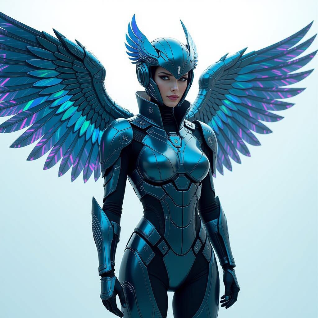 Winged Human in Bird Suit: Cyberpunk Exoskeleton