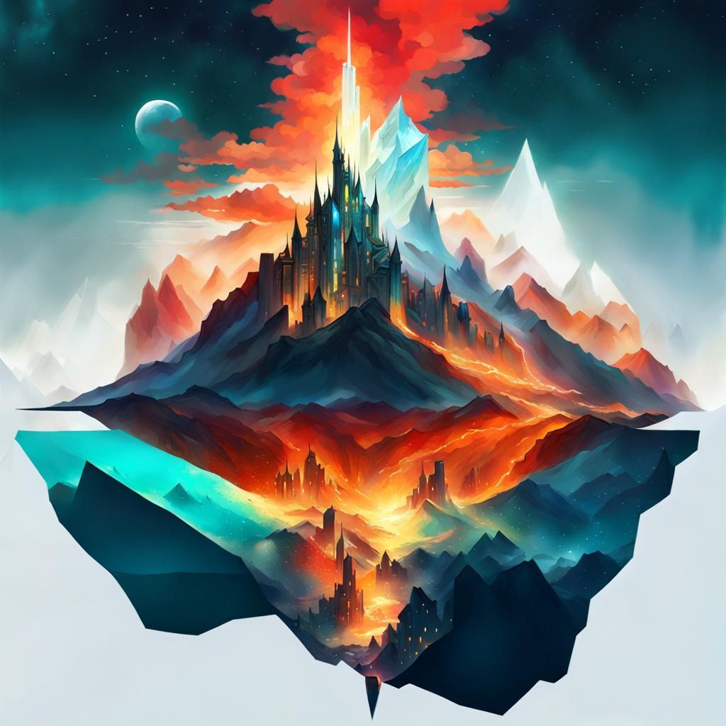 Ethereal Landscape: Volcano Iceberg in Dall-e Style