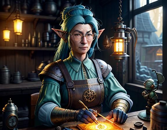 Gnome Repairs Automaton: 3D Game Cinematic Scene