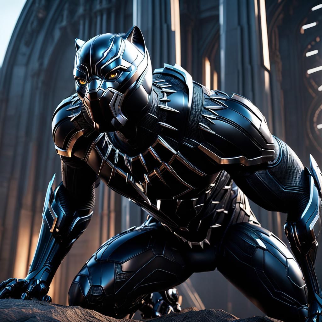 Black Panther observing enemies on the horizon