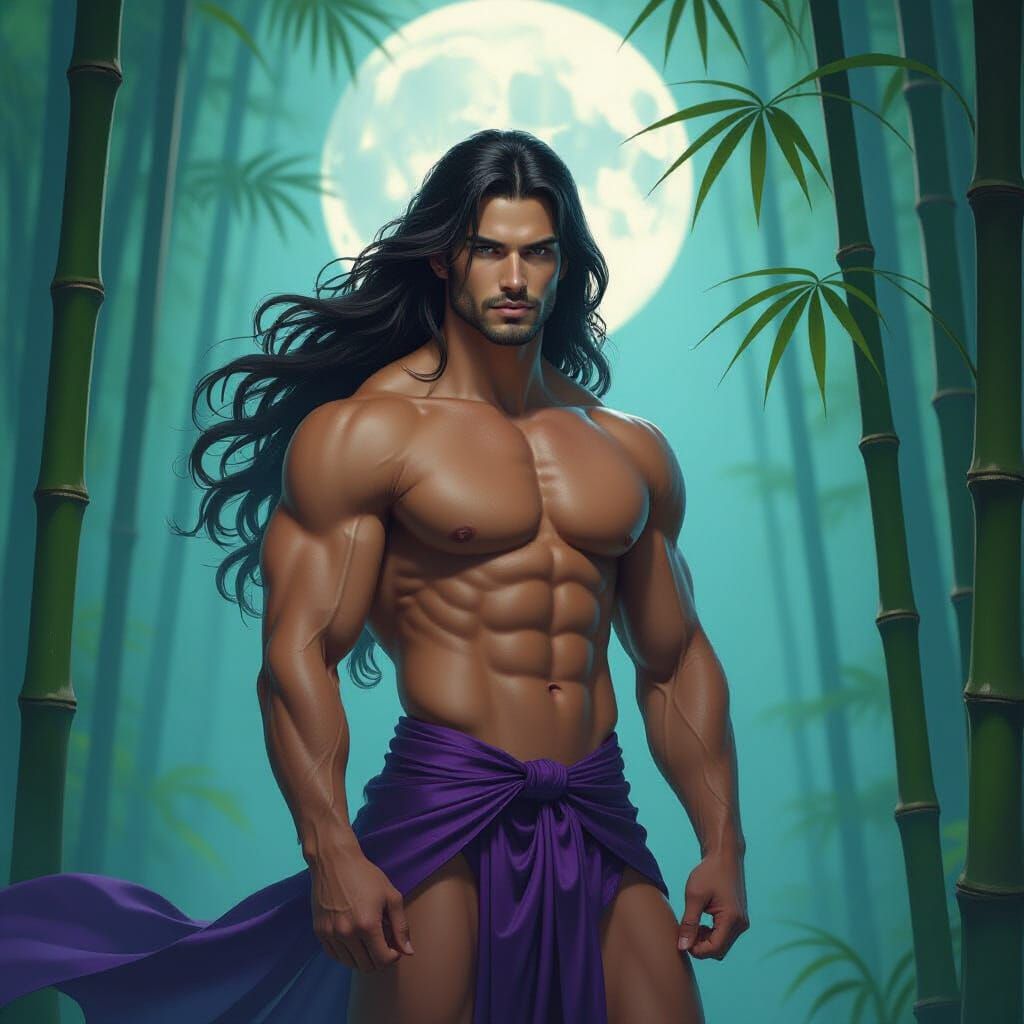 God with Moonlit Hair in Bamboo Forest