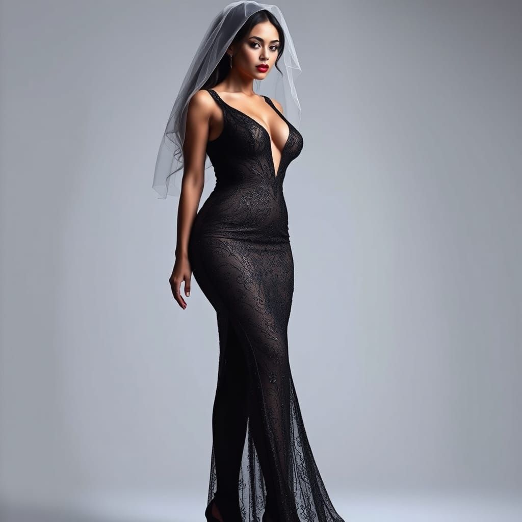 Stunning Futuristic Bride in Sensual, High-Fashion Mesh Gown