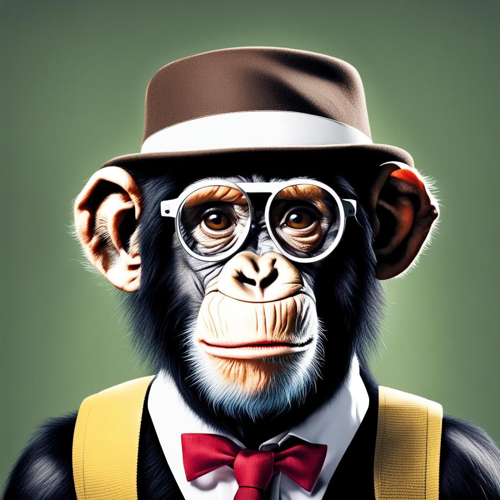 Chimpanzee Nerd Portrait