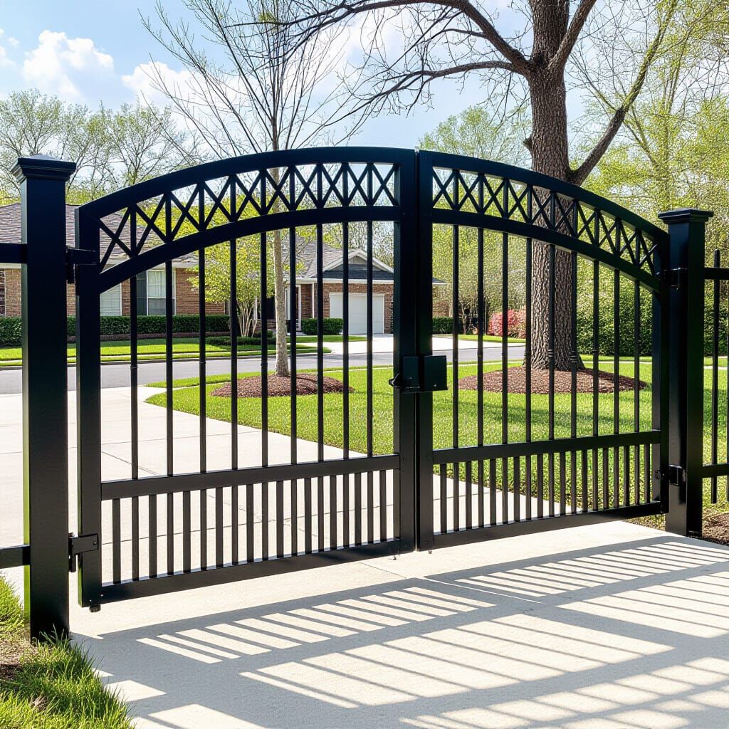 Photorealistic Steel Driveway Gate with Double Arch