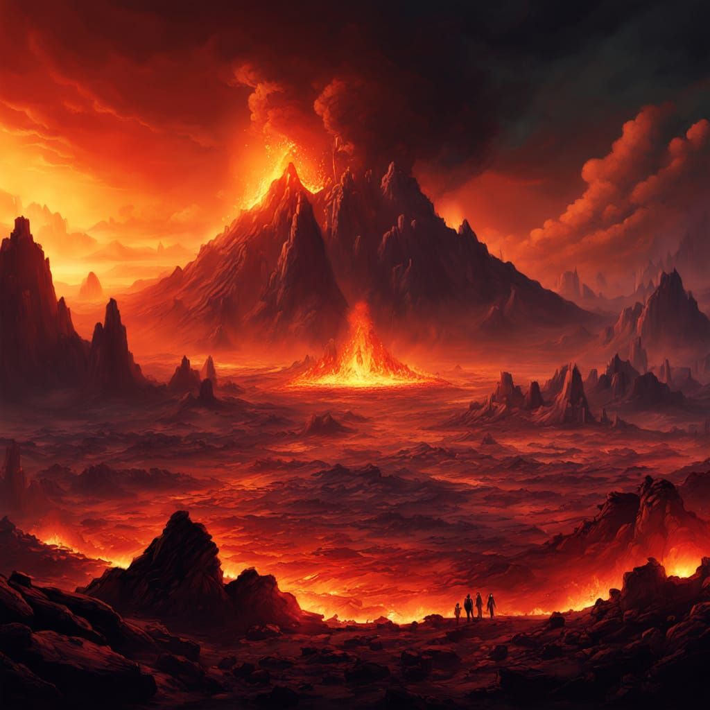 Fiery Pits on Hellish Planet Apokolips Sci-Fi Concept Art