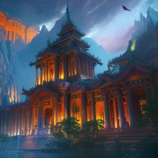 Fantastical Dream Temple in Detailed Matte Painting