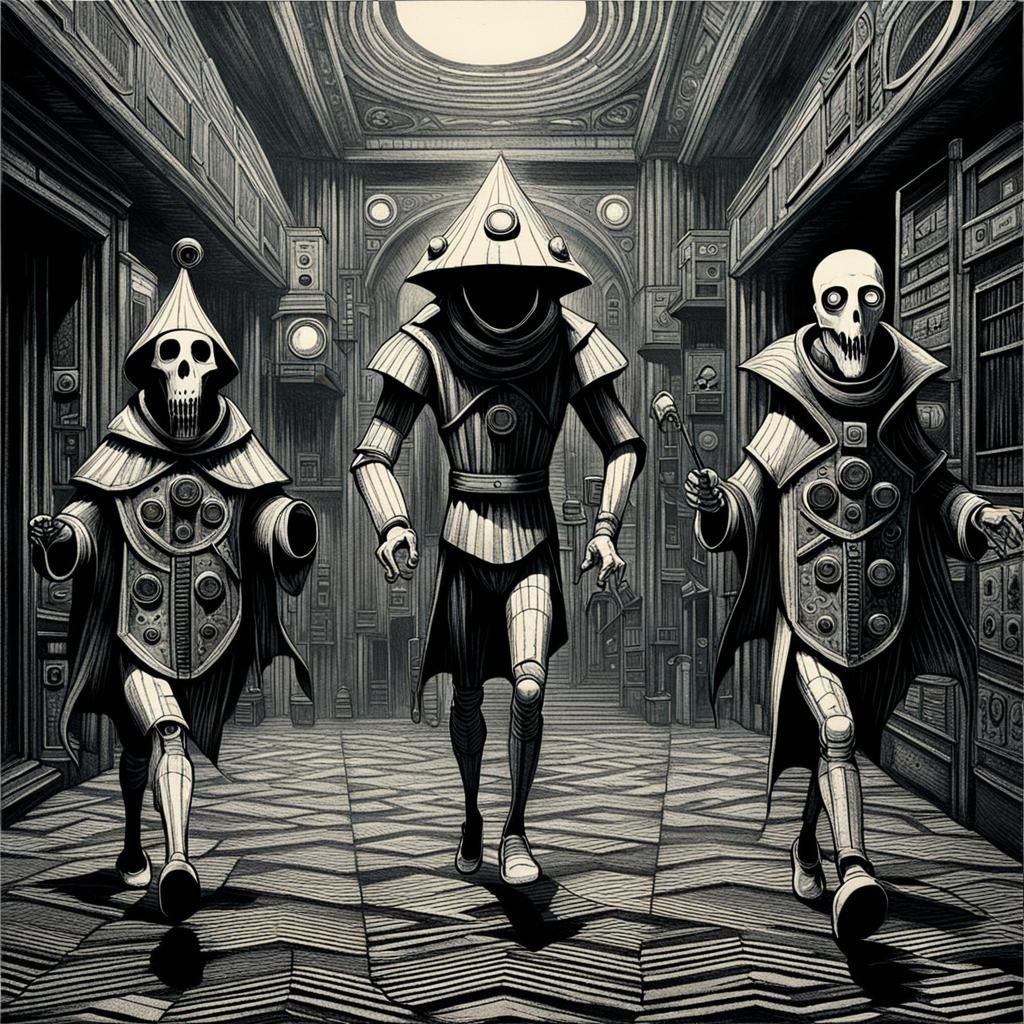 Scamper Ghosts in Retrofuturist Style