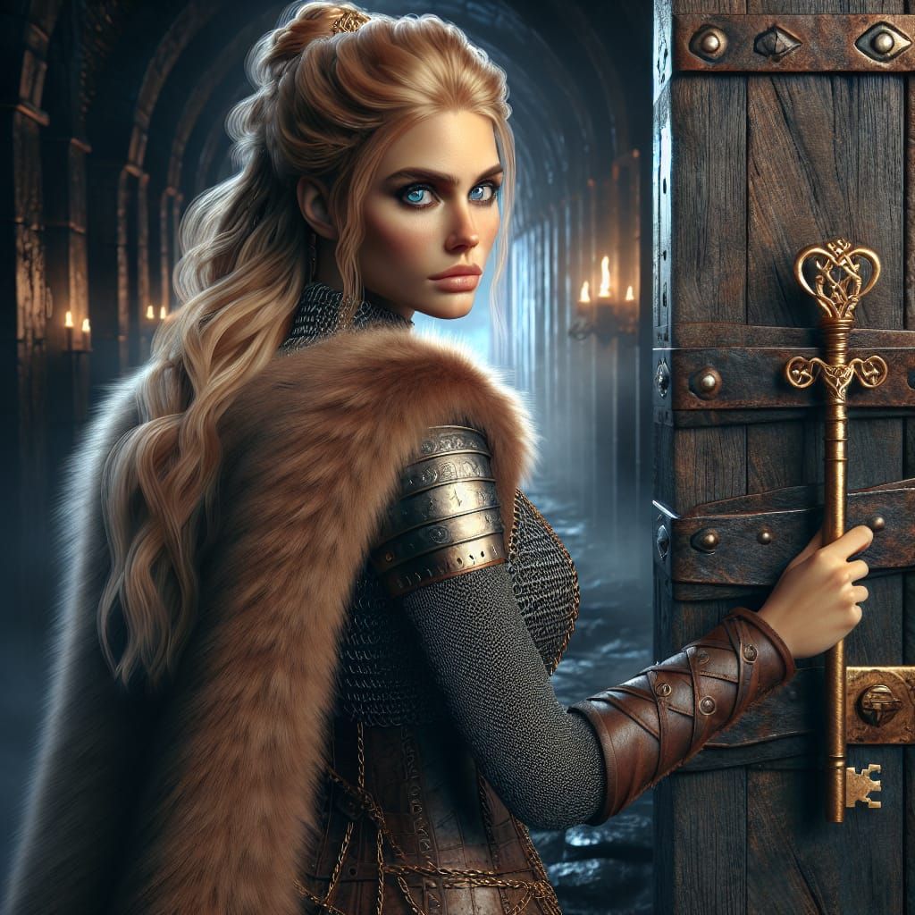 Norse Warrior Goddess: Golden Key Guardian