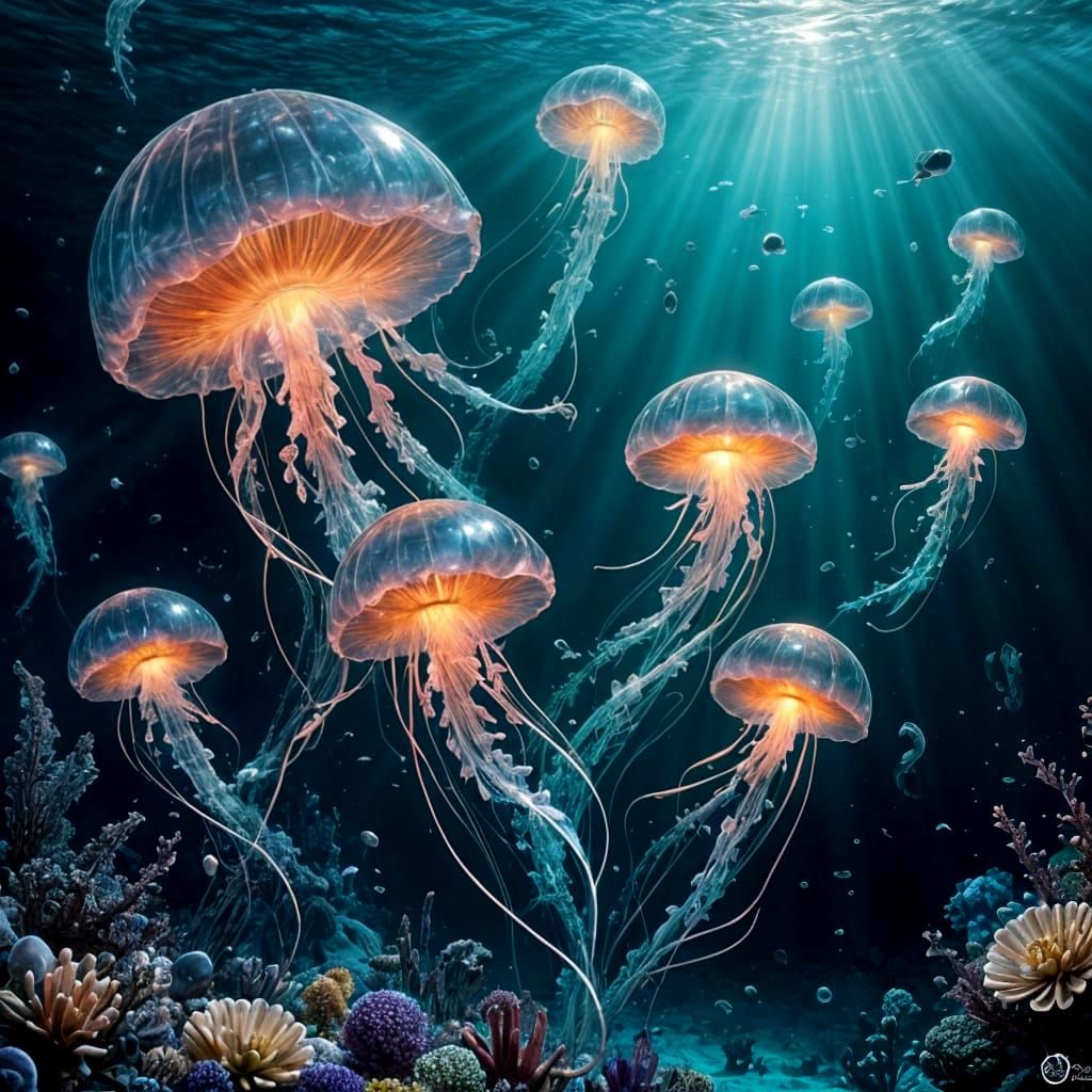 Luminous Pearl in Mysterious Ocean Depth