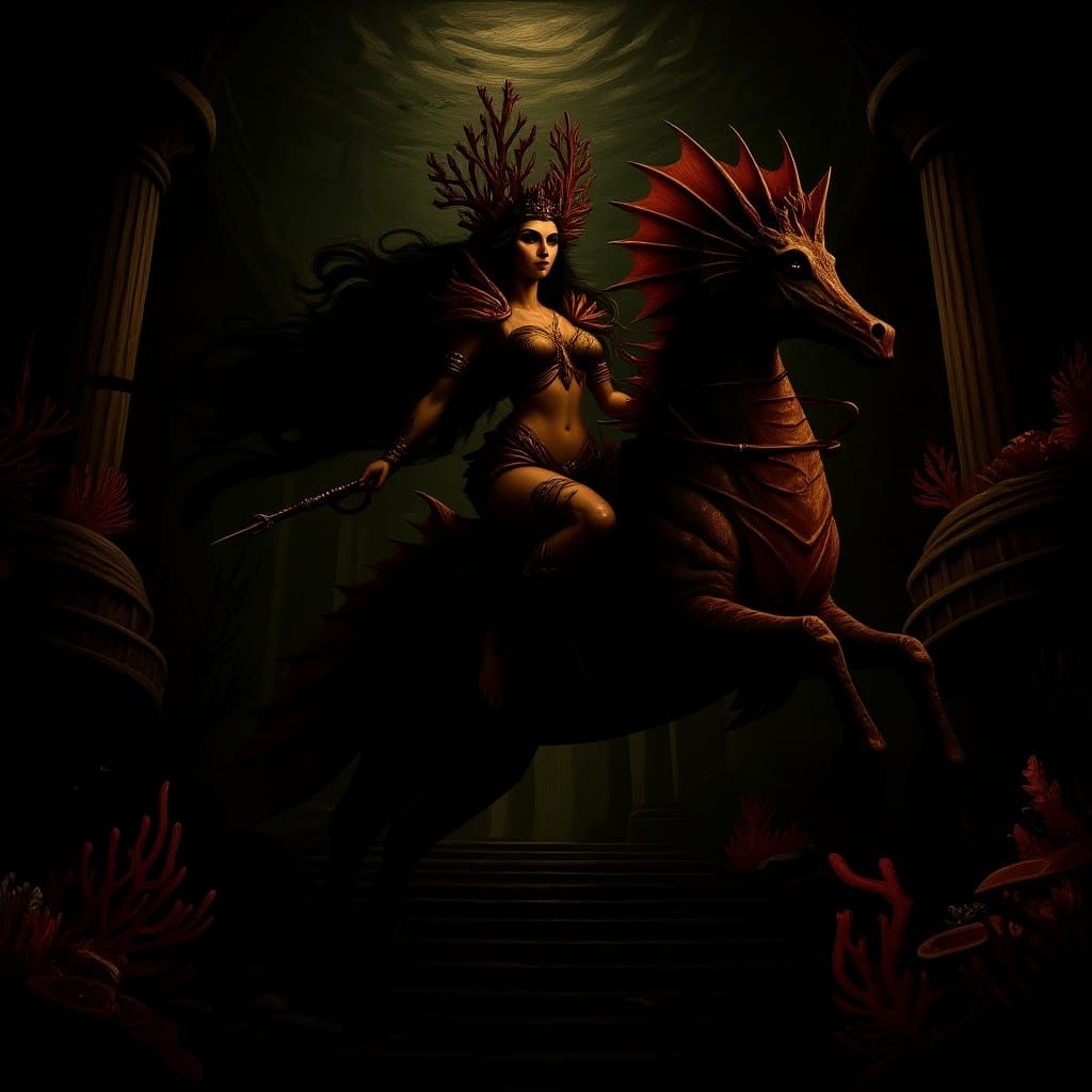 Dramatic Chiaroscuro Painting with Bold Lighting