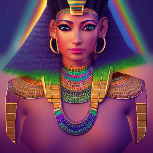 Egyptian Goddess Seshat in Rainbow Colors