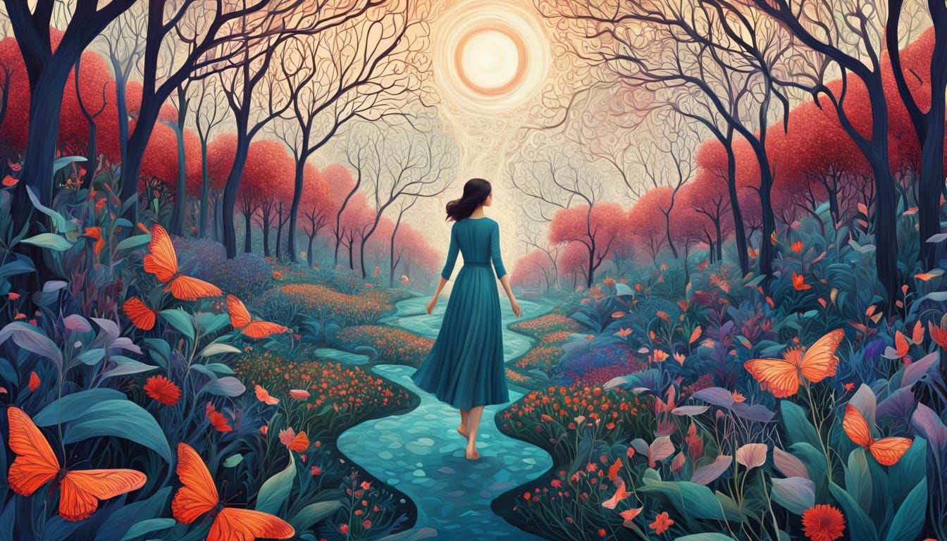 Surreal Whimsy in Vibrant Garden of Singing Flowers