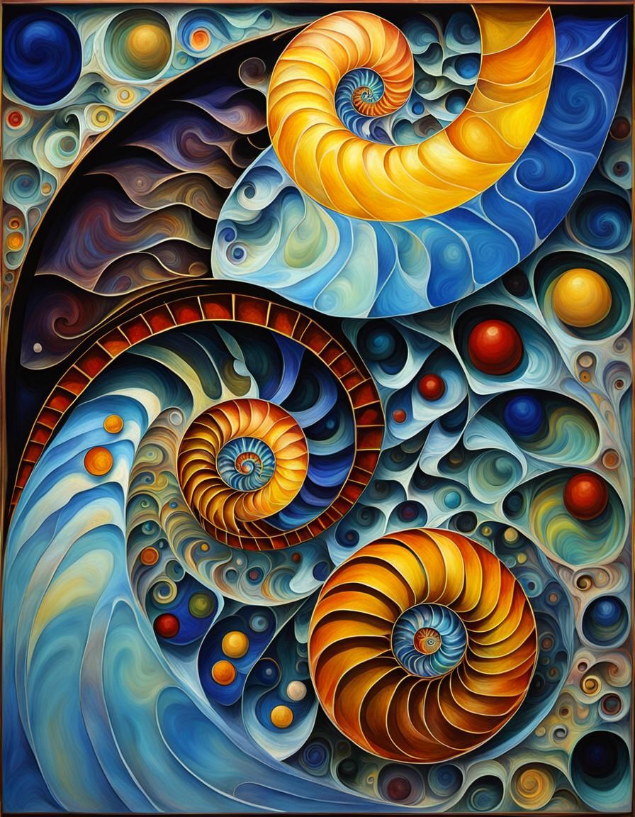 Fractal Nautilus with Crystalline Details