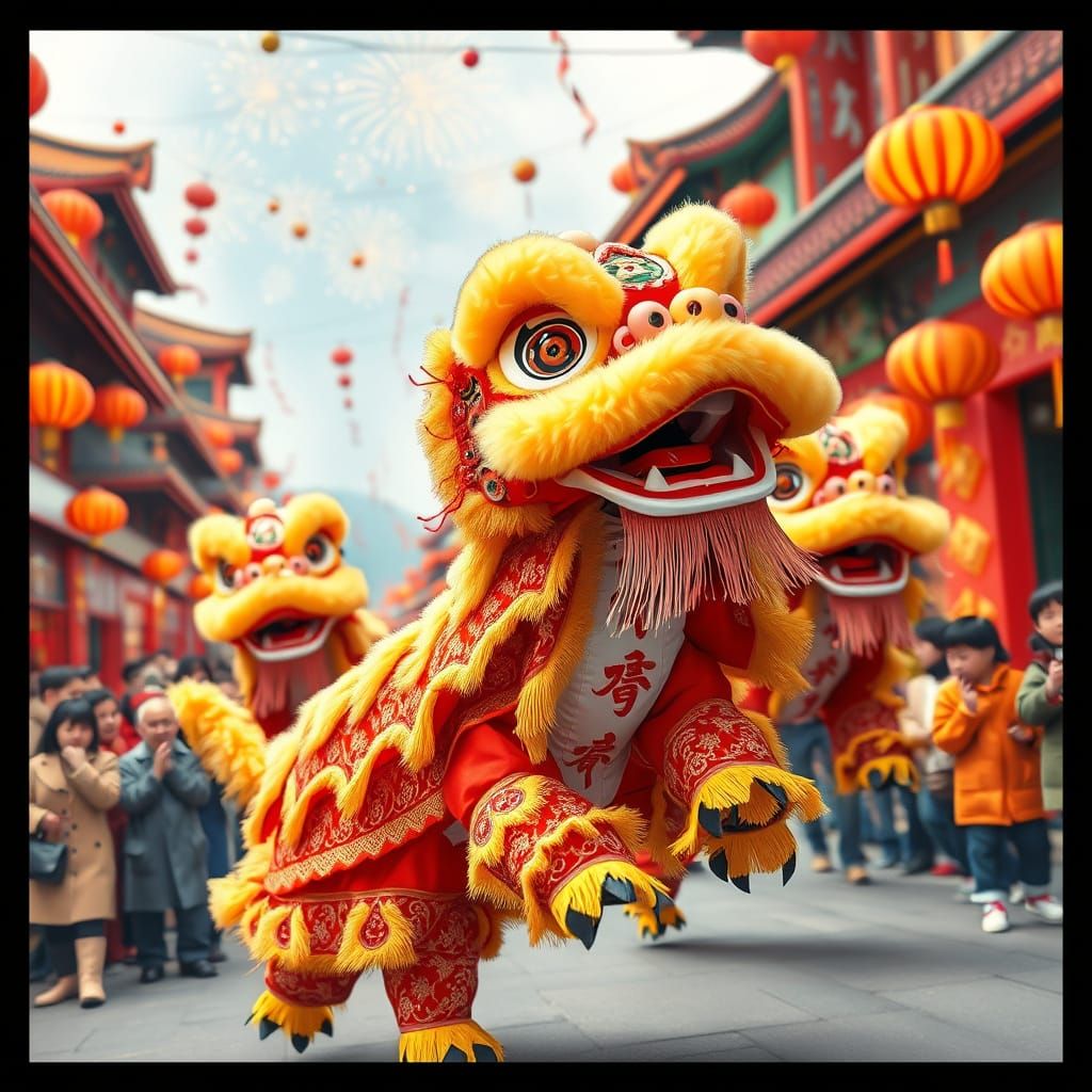 Lion Dancers Celebrate Chinese New Year in Vibrant Colors